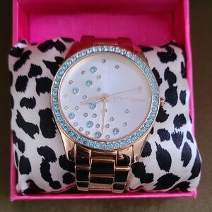 Betsey Johnson Gold Watch with Blue Accents